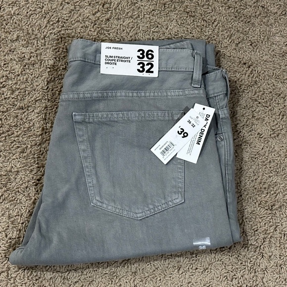 NWT Men's JOE FRESH Charcoal Grey Jeans Slim Straight 36 x 32 - Picture 1 of 2
